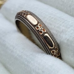 Antique 14K Yellow & White Gold KEEPSAKE 5mm Floral Wedding Band Ring Size 10.75