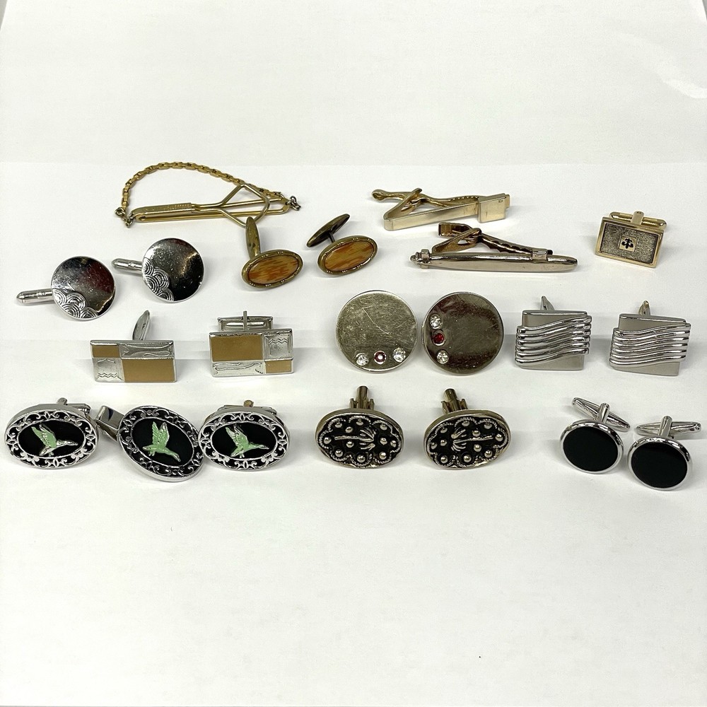 Vintage Mens Cufflinks Lot Tie Clip Money Clip Swank Kinney Art Deco Mid Century