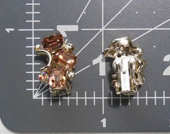 Vintage LISNER Light Topaz Faceted Emerald Cut Glass AB RS Clip On Earrings