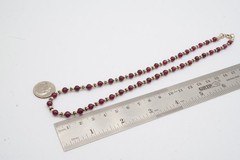 Vintage Sterling Silver 925 Garnet Bead Necklace 17″