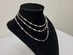 Vintage Necklace Silver Tone Dimpled Link Necklace Long 40 in chain Boho 1970s
