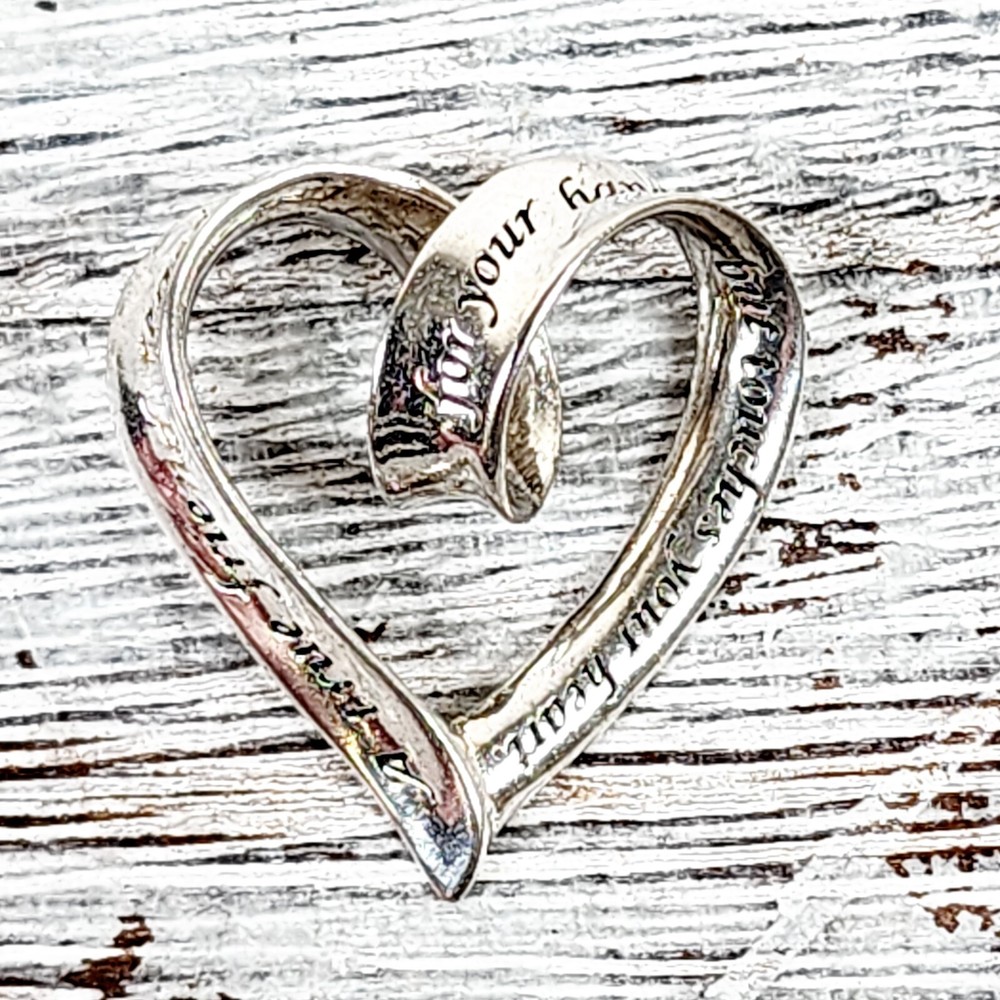 VINTAGE TRUE FRIEND HEART STERLING SILVER 925 PENDANT INSPIRATIONAL LOVE RETRO