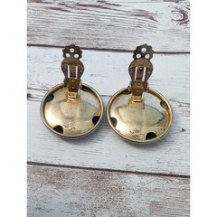 Vintage Clip On Earrings – Gold Tone Just Under 1 & 1/8″ – Marks & Loose Clip
