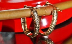 14k yellow gold earrings 0.68″ diamond cut hoop vintage handmade 1.15gr N2906