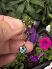 Antique 1900s Victorian Glas Evil Eye Brass Pendant Amulet Good Luck Protection