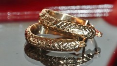 14k yellow gold earrings 0.68″ diamond cut hoop vintage handmade 1.15gr N2906
