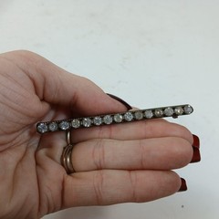 Antique Rhinestone Bar Brooch, Prong Set Stones, C Clasp Vintage