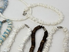 Vintage Y2K 90s Puka Shell Heishi Necklace Lot (10) Surfer Hawaiian Summer Beach