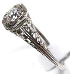 Antique Art Deco 1920’s European Diamond Engagement Rg 18KW Sz 6.25 UK-M EGL USA