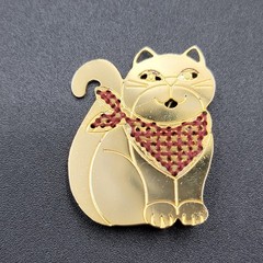 5-Vintage Kitty Cat Pin/Brooches~Metal Cats/Rhinestones/Avon Porcelain Siamese