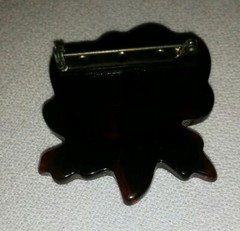 Vintage Man Made Tortoise Shell, Lucite (plastic) Enamel & Rhinestone Pin Brooch
