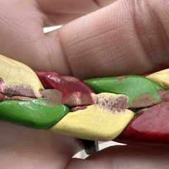 Vintage Artisan Bangle Bracelet Braided Polymer Clay Christmas 8”