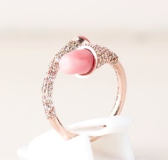 Rare 18KT Rose Gold 2.78ct Conch 0.80ct Diamond Ring ! 100% Genuine Conch Peal !