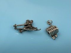 Ski Lift Chairlift Charm Sterling Silver Snow Winter Downhill Skier Skiing 6g