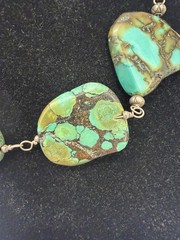 Vintage Turquoise Statement Necklace | Asymmetrical Multi-sized Stones | 18″