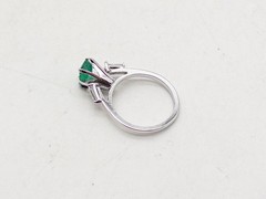 Vintage 1940s $4000 1.50ct AAA+++ Colombian Emerald Diamond 14k White Gold Ring
