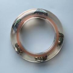 Clear Soft Pink Vtg Beetle Bracelet Translucent Resin,,1960s, NOS(#3) Sm/Med