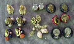 West Germany Vintage Jewelry 8 Earring Pairs Rhinestone Faux Pearl-Glass-Plastic