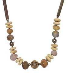 Vintage Multicolor Beaded Necklace With Natural Stone & Metal Accents Jewelry