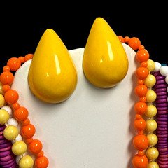 Vtg 1960s – 1980s Jewelry Lot Bright Colorful Bead Enamel Plastic Coconut Shell
