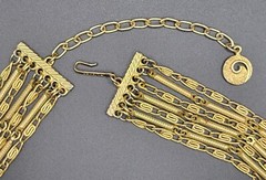 Vintage LISNER 7-Strand Link Necklace GOLDTONE 14-17″ BOHO CHIC Cocktail GYPSY