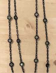 Signed MMA Metropolitan Museum of Art Black Tone Faceted Station Necklace Vtg