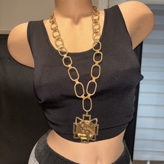 Vintage Signed ART Mode Art Brutalist Necklace Medallion Ma Belle Book Chain