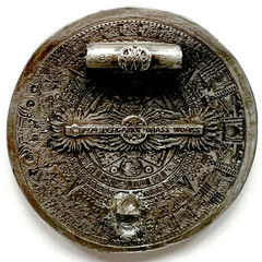 Vtg 1974 Mayan/Aztec Calendar Pendant – Altered Bergamot Brass Belt Buckle -USA
