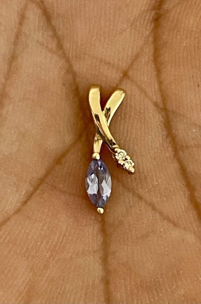 14KT Yellow Gold 0.15CT Tanzanite & 0.02CTW Diamond Pendant (K150)