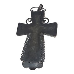 Gustavo Martinez Sterling Silver Cross Pendant Reticulated Amethyst Turquoise