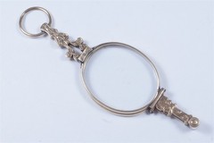 ANTIQUE ENGLISH VICTORIAN 9K GOLD FOLDING LORGNETTE / QUIZZING GLASS c1880