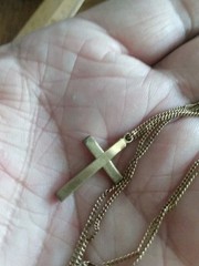 Antique 1/20 12K Gold Filled Cross & 18 Inch Chain With Slide Clasp