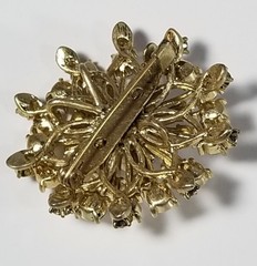 rhinestone brooch pin pendant clear starburst mid century atomic vintage jewelry