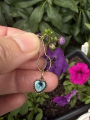 Antique 1900s Victorian Glas Evil Eye Brass Pendant Amulet Good Luck Protection