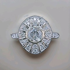 14k White Gold Vintage Engagement Ring 1.20ct Natural Diamond Round Shape