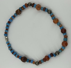 Southwestern Necklace Natural Orange Stones Blue Turquoise Color Beads 18 Inch