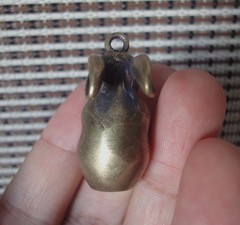 Vintage Brass Zodiac Rabbit Mini Figurine Pendant Solid Copper Bags Ornament