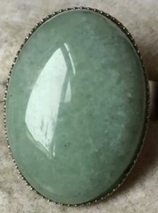 RARE Elegant Nephritis stone RING SILVER ANTIQUE size 7 adjustable Jewelry