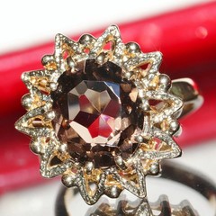 14k yellow gold ring 4.00ct smoky quartz solitaire size 6.5 handmade 7.3gr N2872