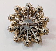 Vintage Silver Tone Marquise Faux Pearl Rhinestone Cluster Flower Brooch Pin