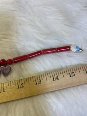 Vintage Flying Colors Ceramic Rainbow Heart Necklace 16” Pride Red Beads