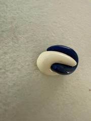 Vintage Blue and White Abstract Swirl Pin 1.5″ Mod Retro