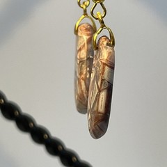 Brecciated Mexican Crazy Lace Jasper Earrings Gold French Wire Natural Gemstone