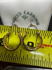 Vintage Solid 14kt Gold Earwire Gold Plated Hoop Earrings 1.9g NOS