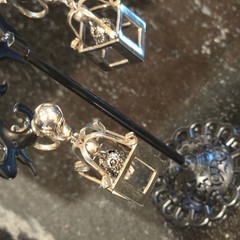 Vintage Silver Tone Lantern Cage Dangle Screw Back Earrings Bell Charm Figural