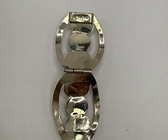 7″ Sterling Silver & Faux Fire Opal Panel Link Bracelet