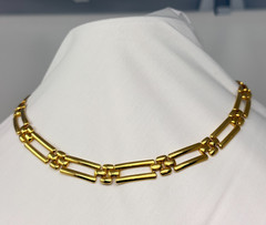 Vintage Gold Tone 10mm wide Flat Rectangle Link 16″ Choker Necklace