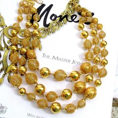 VTG Runway Luxe Multistrand GP Mesh Caged Bead MONET Weighty Necklace 170g