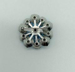 Vintage Blue Rhinestone Brooch Pronged Silver Tone Pin Costume Fashion Jewelry