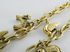 Vintage Laurel Burch Goldtone Charm Necklace Animal Charms Cat 19 Inches